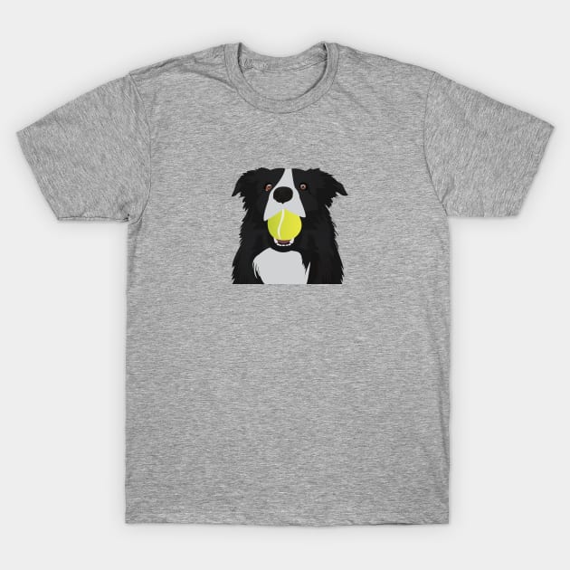 Border Collie with a Tennis Ball T-Shirt by KCPetPortraits